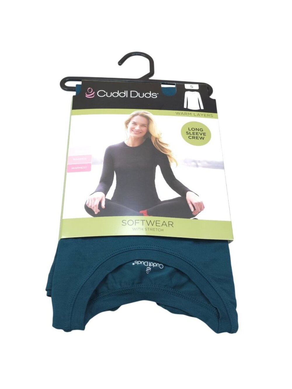 Cuddl Duds Softwear With Stretch Long Sleeve Crew Teal Small Warm Layers Women